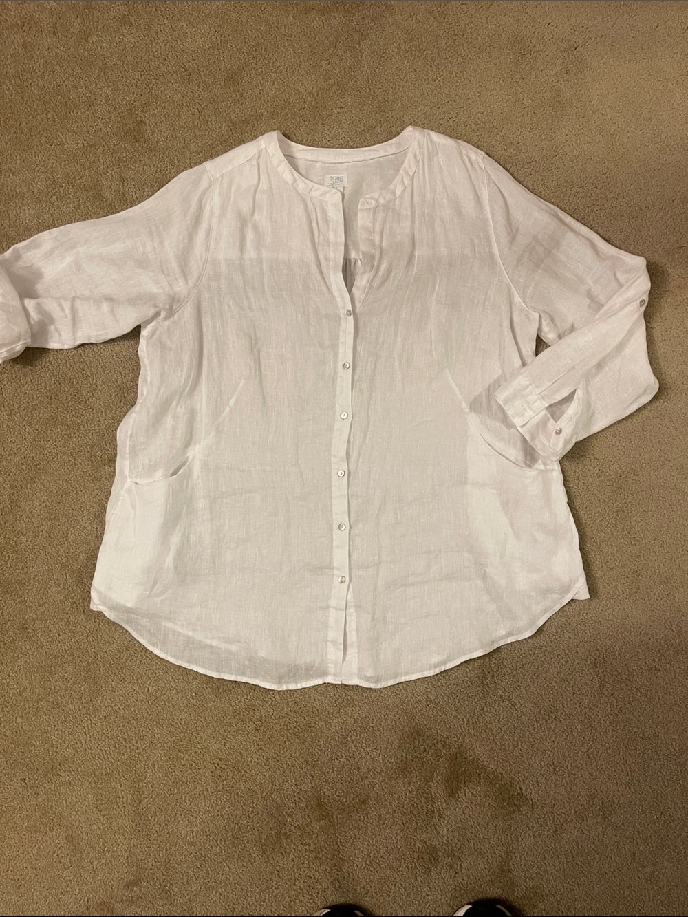 Sigrid Olsen White Linen Button-Front Tunic Blouse 1X - Picture 9 of 11